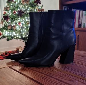 Madden Girl Black Faux Leather Ankle Boots, Size 11